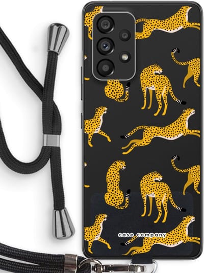 Case Company® - Hoesje met koord geschikt voor Samsung Galaxy A53 5G hoesje met Koord - Luipaard - Telefoonhoesje met Zwart Koord - Bescherming aan alle Kanten en Over de Schermrand