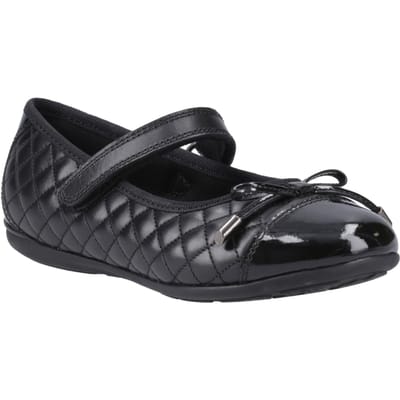 Hush Puppies Lottie Leren Zwarte Ballerina's Voor Meisjes