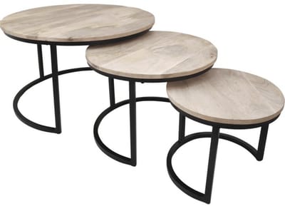 Les - Jayden houten bijzettafel set van 3