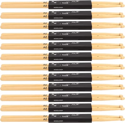 Drumsticks 5A van esdoornhout - 12 paar voor snaredrum, oefening en podiumoptredens, 40x9x6 cm