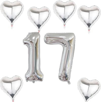 Dailygoods- Folieballon XXL 40 inch - Nummer 17 - Verjaardag - Helium/Lucht - Decoratie - Hoge vormvastheid - Cijferballon