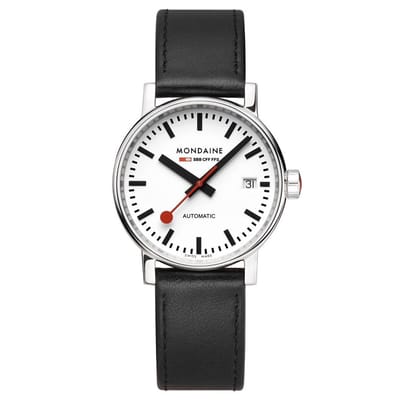 Mondaine MSE.35610.LB Evo2 - Horloge - Automatic - Leer - Zwart - 35mm