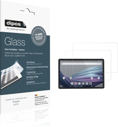 dipos – 2x Pantserfolie geschikt voor Acepad A172 | 9H Screenprotector