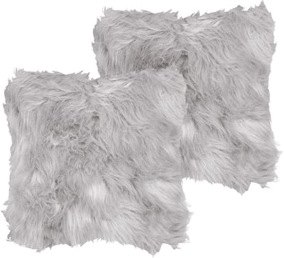 LUBHA - Sierkussen set van 2 - Lichtgrijs - 42 x 42 cm - Polyester