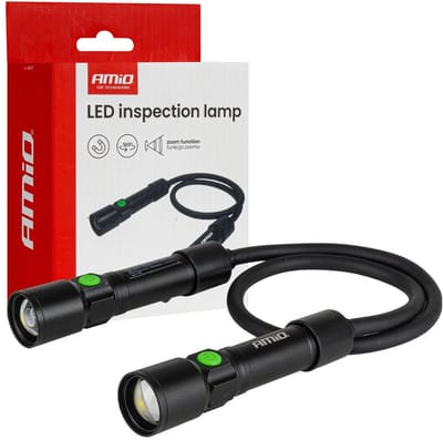 AMiO LED Inspectielamp 2xP50 1000mAh Halslamp met Flexibele Hals - Zoomfunctie en Oplaadbare Batterijen - Voor Werkplaats en Noodsituaties