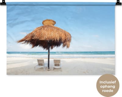 Wandkleed Tulum - Zandstrand bij Tulum in Mexico Wandkleed katoen 60x40 cm - Wandtapijt met foto