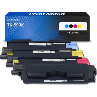 PrintAbout huismerk Toner TK-590K 4-kleuren Multipack Geschikt voor Kyocera