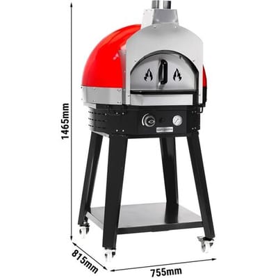 GGM Gastro Gas Pizzaofen - Manuell - Rot - inkl. Untergestell Zwart / Zilver / Rood