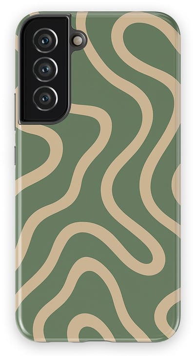 DripCase Curvy Lines Hoesje Samsung Galaxy S22 Plus | Backcover met Mag | Design Tough Case Samsung Galaxy S22 Plus Olive Drift