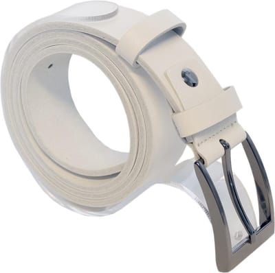 Riem - Leer - Wit - 3.5 cm Breed - Riem Heren - Riem Dames - Totale lengte Riem 110 cm - Taillemaat 90 cm