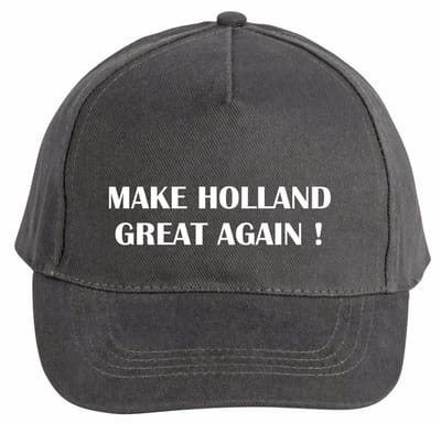 Mijncadeautje - 5 panel - Cap - Verstelbaar - Pet van 100% dik geborsteld katoen- unisex - opdruk wit - Make Holland Great Again - chique grijs