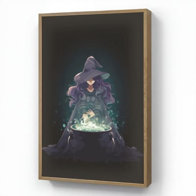 Nachtlampje 60x90 cm - Kinder lamp - Heks - Magie - Heksenketel - Paars - Tafellamp kinderkamer draadloos - Slaapkamer lampje - Bedlamp kinderen - Kinderlampje - Wandlamp babykamer - Nachtlampjes