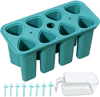 Ijsjesmaker Herbruikbaar - IJslolly Vorm - Zelfgemaakte Traktaties - Makkelijk Loslaten - 8 Stuks - Blauw
