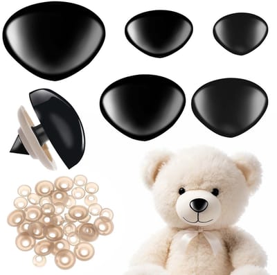 Dailygoods- Veiligheidsneuzen 100 stuks - Kunststof - Zwart - Met sluitringen - Diverse maten 15/18/22/24/30 mm - Duurzaam materiaal - Poppenneuzen