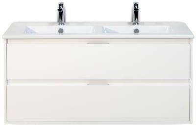 Porto Badmeubelset 120 cm - 2 Laden Wit Hoogglans - Keramische Wastafel Wit Slim