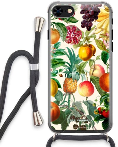 Case Company® - Hoesje met koord geschikt voor iPhone 8 hoesje met Koord - Classic Flora - Telefoonhoesje met Zwart Koord - Bescherming aan alle Kanten en Over de Schermrand