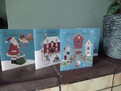 kerstkaarten - 24 kerstkaarten - kerstkaart blauw - vintage kerstkaart - kerstkaart lief - kerstkaart nostalgisch - set van 24 - goedkope kerstkaart