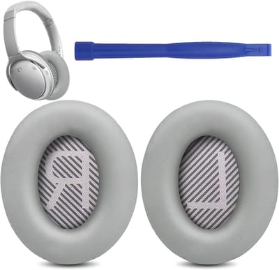 Zachte Vervangende Oorkussens voor Noise Cancelling Hoofdtelefoons, Comfortabele Leer Pads met Geluidsisolatie en Lijmstift (Grijs)