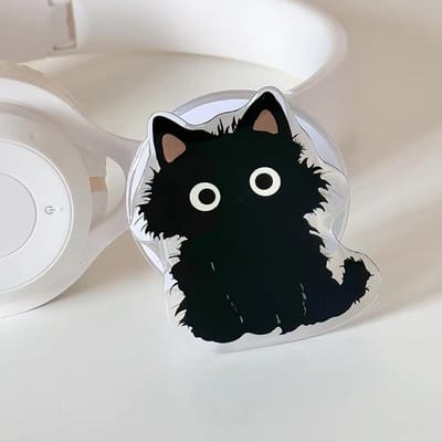 Korea Schattige Cartoon Zwarte Kitten Magnetische Houder Grip Tok Griptok Telefoonstandaard Houder Ondersteuning Voor iPhone Voor Pad Magsafe Smart Tok gray