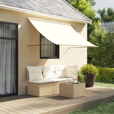 vidaXL - Luifel - uittrekbaar - 200x150 - cm - stof - en - staal - crèmekleurig