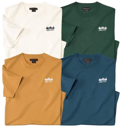ATLAS FOR MEN - Set van 4 naturel katoenen T-shirts - Heren - Verkrijgbaar in grote maten - L
