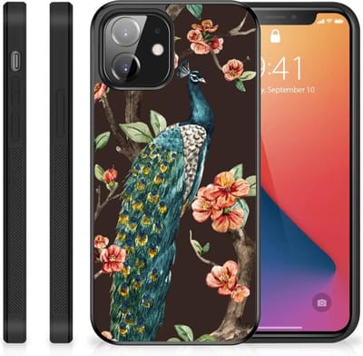iPhone 12 Mini Back Cover Pauw met Bloemen