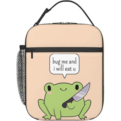 Schattige Kikker Met Een Mes Geïsoleerde Lunchtas voor Vrouwen Kinderen Lekvrije Voedseldozen Thermische Lunchbox Tote One Size beige