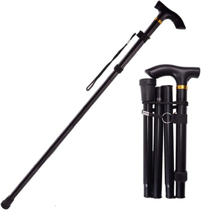 Wandel Stokken - Trekkingstokken - Wandelstokken - Verstelbare, opvouwbare wandelstokken - Draagbare wandelstok - Wandelstok voor ouderen - Telescopisch verstelbaar 85-95 cm - 5 hoogtestanden - Antislip - Duurzaam - Zwart