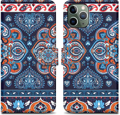 Cadorabo Hoesje geschikt voor Apple iPhone 11 PRO MAX - Design Blauwe Mandala No. 1 - Beschermhoes Case Cover met magnetische sluiting, standaardfunctie en kaartvakje