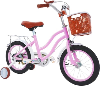 Kinderfiets 14 inch - Jongensfiets Meisjesfiets - Veilig Leren Fietsen - Inclusief Steunwielen - 14 inch - Roze