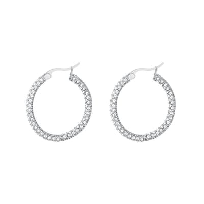 Bijoutheek Oorringen Witte Zirkonias Zilver