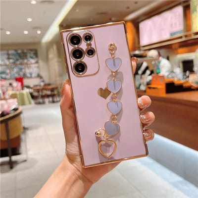Vergulde Siliconen Armband Hoes Voor Samsung Galaxy S25 S24 S22 S23 S21 Ultra Plus FE A55 A54 A53 A52 5G Schokbestendige Armor Hoesjes Samsung S25 Ultra