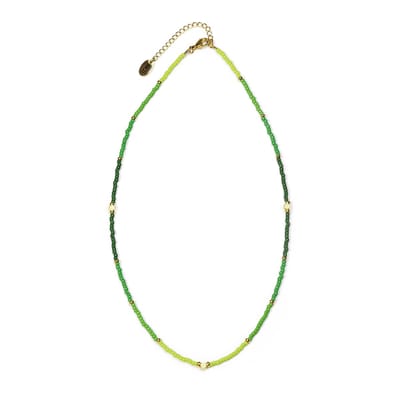 CO88 Collection 8CN-26342 Kralenketting met Miyuki Kralen - Groen Tinten - 40+5cm - Goudkleurig Slot