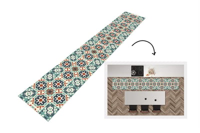 Keukenloper - Loper keuken - Bloem - Ornament - Patroon - 300x50 cm - Keukenloper vinyl
