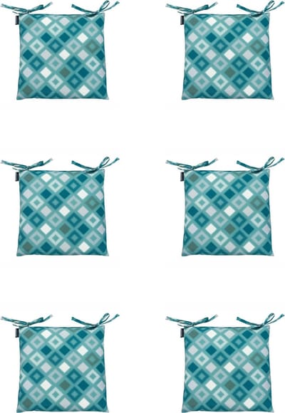 Madison - Zitkussen - Universeel - 6 stuks - 46 x 46 cm - Grids Sea Blue - Tuin