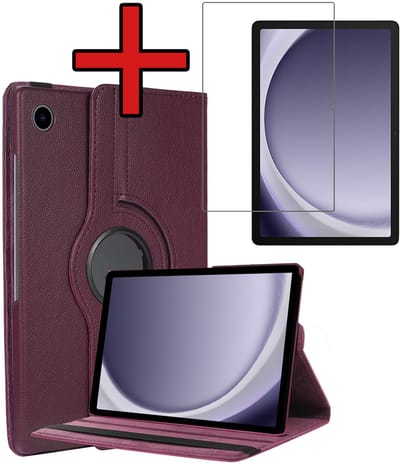 Hoesje - Geschikt voor Samsung Galaxy Tab A11 / A9 - Met Screenprotector - 360 Graden Hoes - Draaibare Hard Cover Case - Tablethoes Draaibaar - Paars