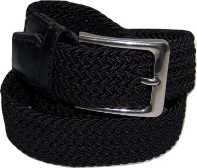 Zwart - Elastische Comfort Riem - maat 150 cm - Gevlochten - 100% Elastisch - Nikkelvrije Gesp