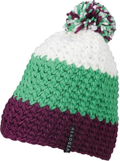 Myrtle Beach - Unisex Gehaakte Muts met Pompom (Paars/Groen)