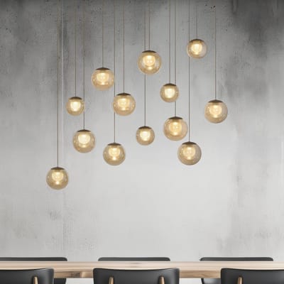 LED hanglamp PURE Popup, brons/amber, lengte 100 cm, 13 lampen
