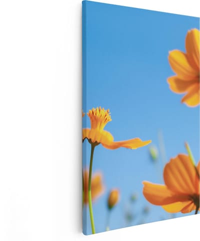 Artaza Canvas Schilderij Bloemen - 80x120 cm - Groot - Wanddecoratie Bloemen - Muurdecoratie Woonkamer - Decoratie Oranje