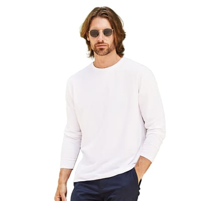 Fruit of the Loom Heren Origineel T-shirt met lange mouwen (Wit)