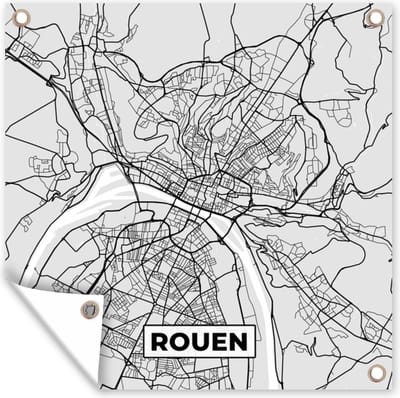 Tuin poster Kaart - Stadskaart - Rouen - Plattegrond - Frankrijk - 200x200 cm - Tuindoek