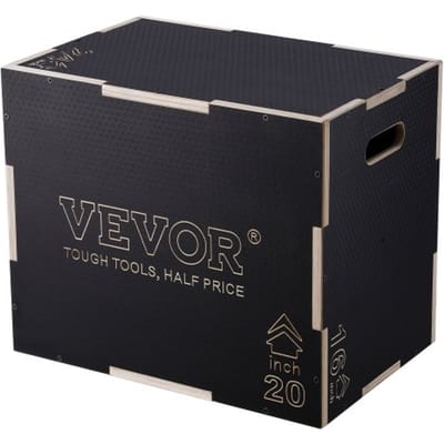VEVOR 3 In 1 Plyometrische Jump Box 24/20/16 Inch Plyo Box, Jump Box Jump Box 204kg Draagvermogen, Fitness Oefening Step Up Box voor Thuistraining, Jump Krachttraining Zwart Verstelbare Hoogte