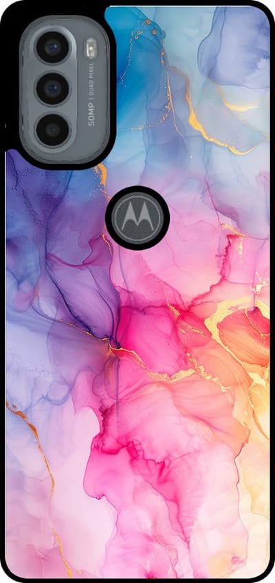 Smartphonica Telefoonhoesje Geschikt voor Motorola Moto G31 / G41 met marmer opdruk - TPU backcover case marble design - Regenboog geschikt voor Motorola Moto G31;Motorola Moto G41