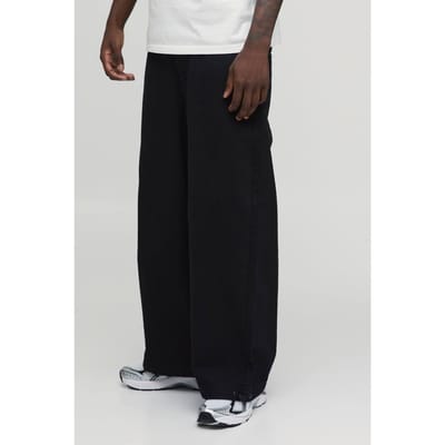 Essential Baggy Parachute Fit Rigid Washed Jeans | True Black | Size 50R