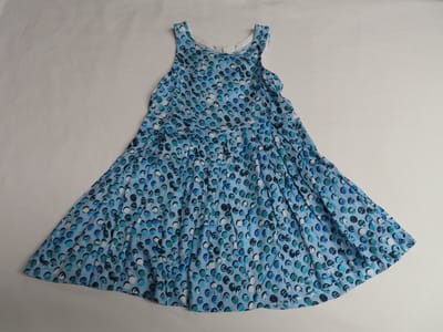 Jurk - Kleedje zonder mouwen -Blauw met bolletje - 2 jaar 92