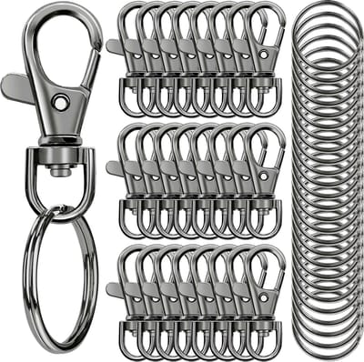 40 Stuks Karabijnhaak met 40 Sleutelringen - Musketonhaak Sleutelhangers voor Volwassenen - Mini DIY Musketon en 25mm ringetjes - Auto Klein Carabiner Sleutel Hanger, Houder - Karabijn haak ringen - Keychain Zelf Maken Karabijnsluiting - voor Hobby