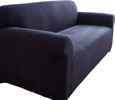 Livano Bankhoes - Bankbeschermer - Stretch - Sofa Cover - Effen - Marineblauw - Enkel