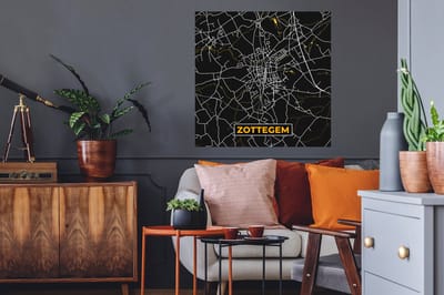 Muurstickers - Sticker Folie - Plattegrond - Stadskaart - Goud - Zottegem - Kaart - 80x80 cm - Plakfolie - Muurstickers Kinderkamer - Zelfklevend Behang - Zelfklevend behangpapier - Stickerfolie