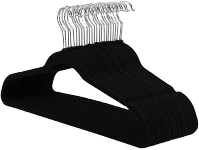 Kledinghangers - Fluwelen Hangers - Kleding Opbergen - Antislip Schouder - 10 Stuks - Zwart